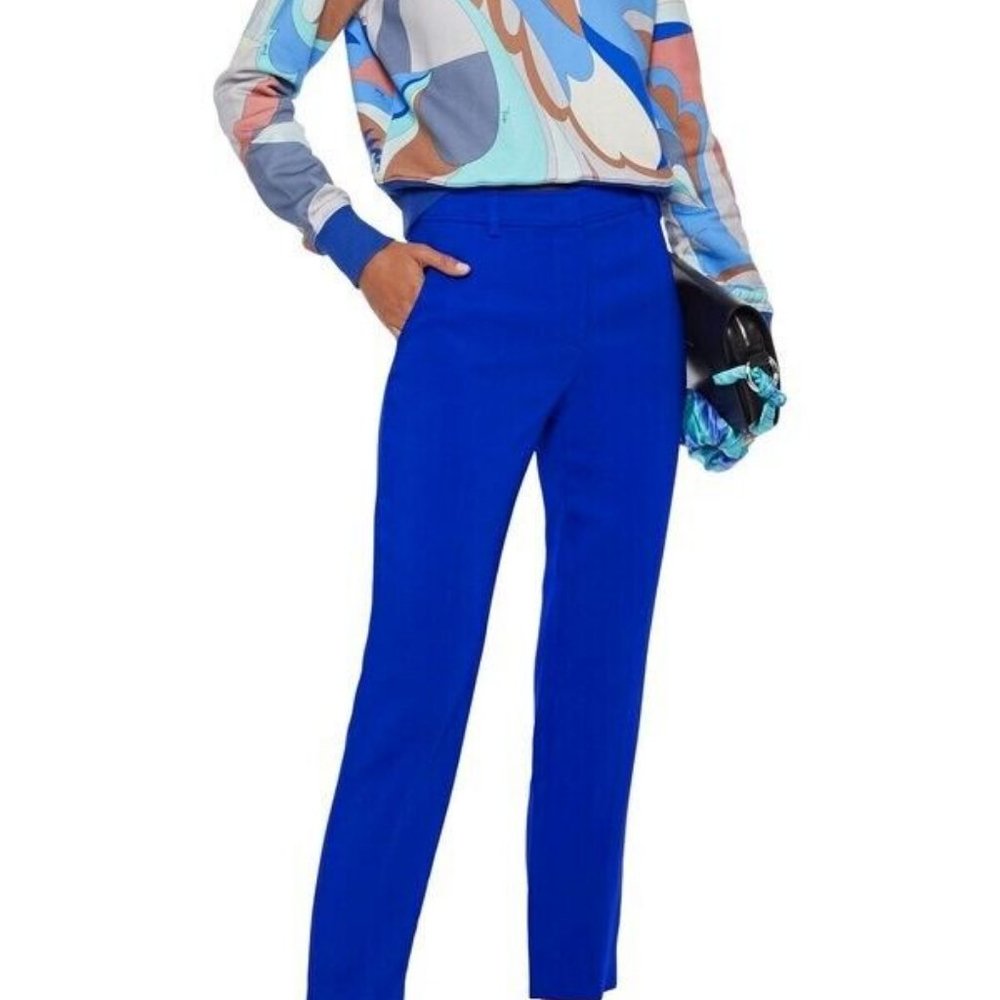 Emilio Pucci Straight Leg Blue Tailored Trousers in Virgin Wool  Size IT 40